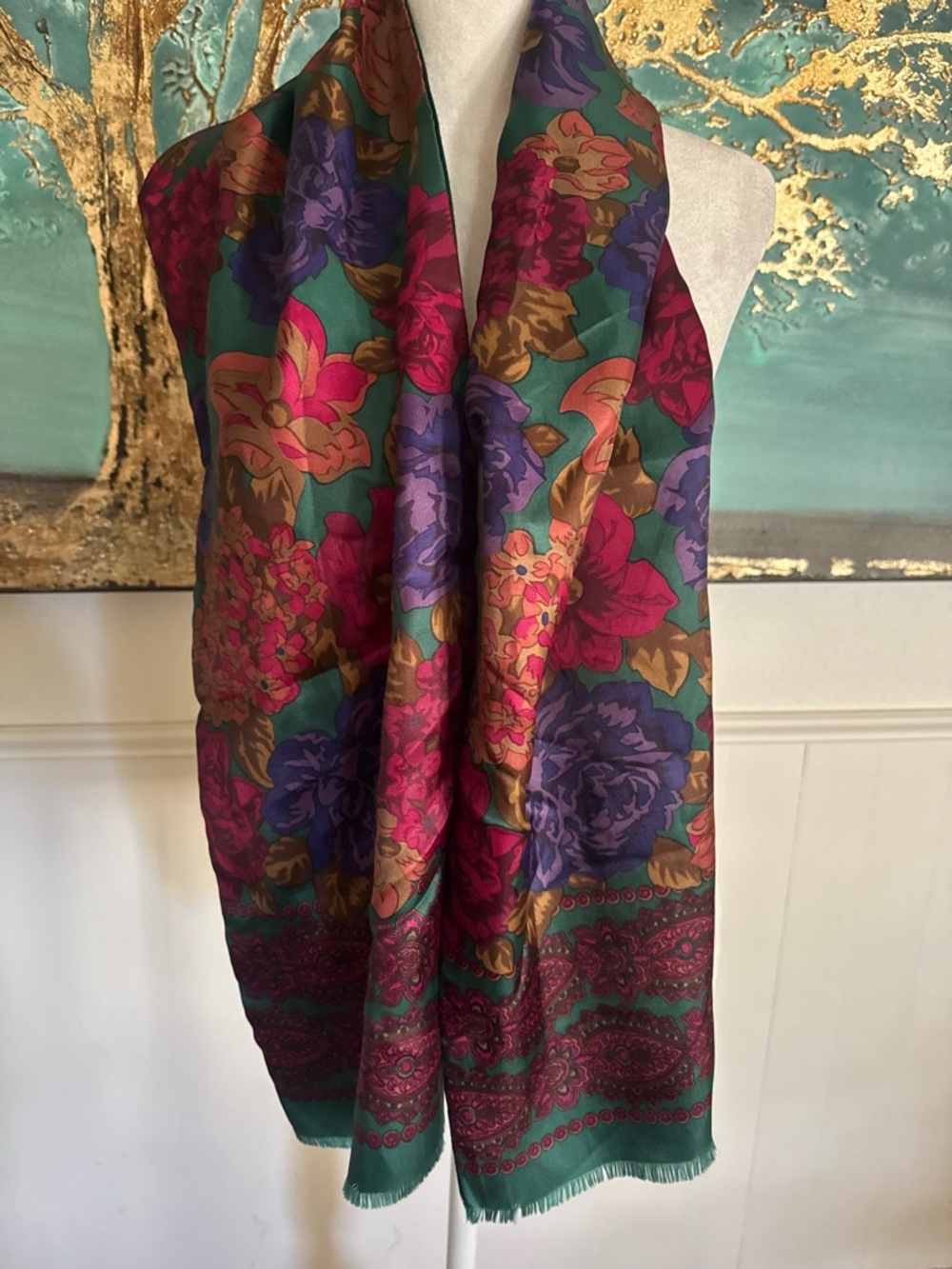 Vintage Berkshire Floral Paisley Scarf | Boho Romantic Wrap